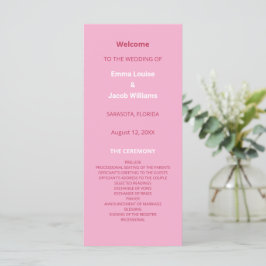 Roze Magenta Modern huwelijksprogramma