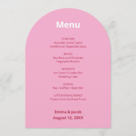 Roze Magenta Modern Wedding Menu Kaart