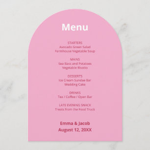Roze Magenta Modern Wedding Menu Kaart