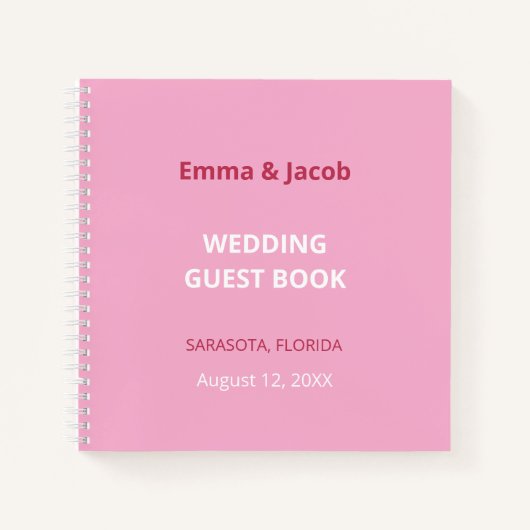 Roze Magenta Moderne bruiloft gastenboek Notitieboek (Voorkant)