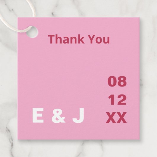 Roze Magenta Moderne bruiloft gunst Labels (Voorkant)