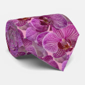 Roze Magenta Orchidee Bloemen Patroon Stropdas (Opgerold)