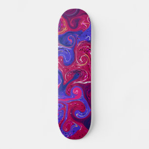 Roze, magenta, Paarse gedraaide marmer-fluïde kuns Persoonlijk Skateboard