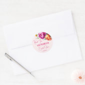 Roze magenta perzik bloem bruiloft feest favor ronde sticker (Envelop)