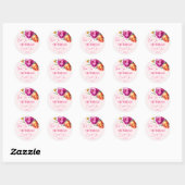 Roze magenta perzik bloem bruiloft feest gunst ronde sticker (Vel)