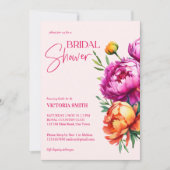 Roze magenta perzik pioenen elegant vrijgezellenfe kaart (Voorkant)