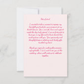 Roze magenta perzik pioenrozen elegante bruidsdouc bedankkaart (Achterkant)