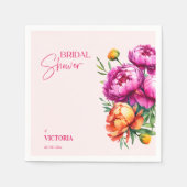 Roze magenta perzik pioenrozen elegante bruidsshow servet (Voorkant)