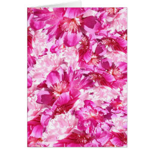 Roze & Magenta Pioen Bloemmotief Blank