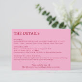 Roze Magenta QR Code Trouwdetails Informatiekaartje (Staand voorkant)