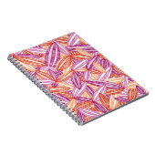 Roze magenta rode oranje, abstracte, diepvriesbloe notitieboek (Rechterzijde)