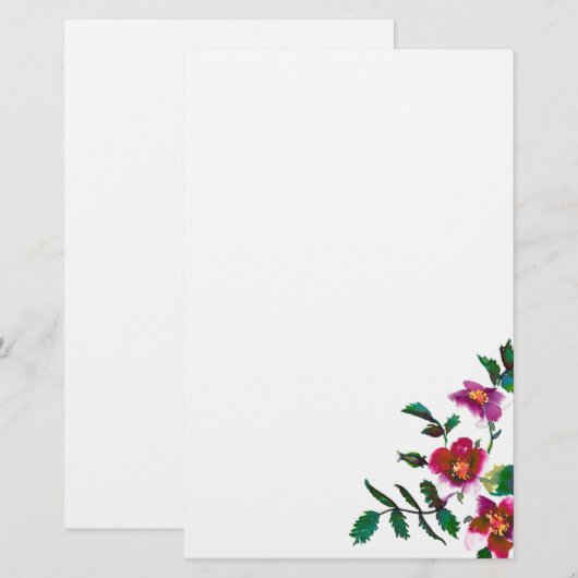  roze magenta Rozen, roze waterverf roze rozen Briefpapier (Voorkant / Achterkant)