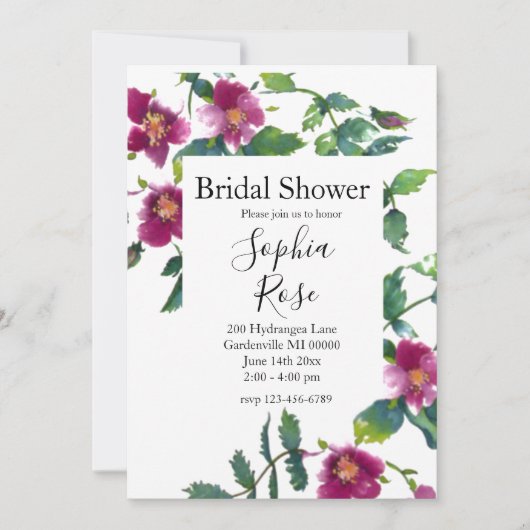  roze magenta Rozen, roze waterverf roze rozen Kaart (Voorkant)