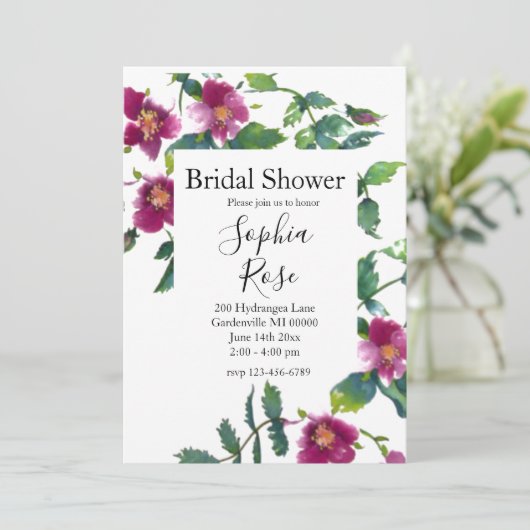  roze magenta Rozen, roze waterverf roze rozen Kaart (Staand voorkant)