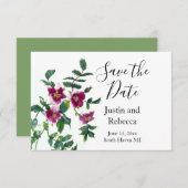  roze magenta Rozen, roze waterverf roze rozen Save The Date (Voorkant / Achterkant)
