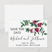  roze magenta Rozen, roze waterverf roze rozen Save The Date (Voorkant / Achterkant)