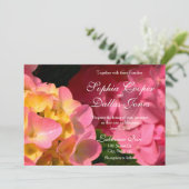 Roze magenta sinaasappel Hydrangeas bruiloft Kaart (Staand voorkant)