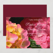 Roze magenta sinaasappel Hydrangeas bruiloft Kaart (Voorkant / Achterkant)