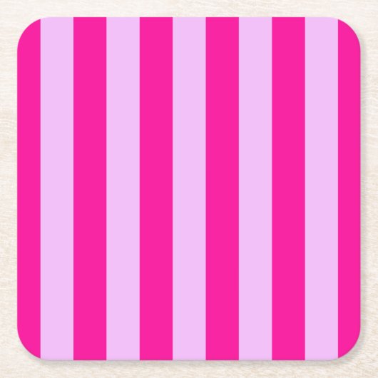 Roze & Magenta Streeppatroon Kartonnen Onderzetters (Voorkant)