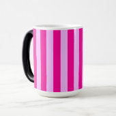 Roze & Magenta Streeppatroon Magische Mok (Voorkant links)