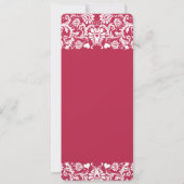 Roze magenta Victoriaans Floral Damask Wedding Kaart (Achterkant)
