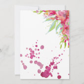 roze magenta Waterverf Floral Wedding Kaart (Achterkant)
