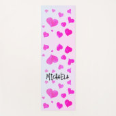 Roze magenta waterverf harten Jouw naam patroon Yogamat (Voorkant)