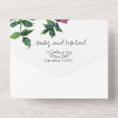  roze magenta waterverf rozen all in one uitnodiging (Achterkant)