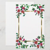  roze magenta waterverf rozen briefpapier (Voorkant / Achterkant)