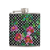 roze magenta waterverf rozen heupfles (Voorkant)