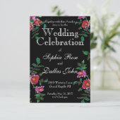  roze magenta waterverf rozen kaart (Staand voorkant)