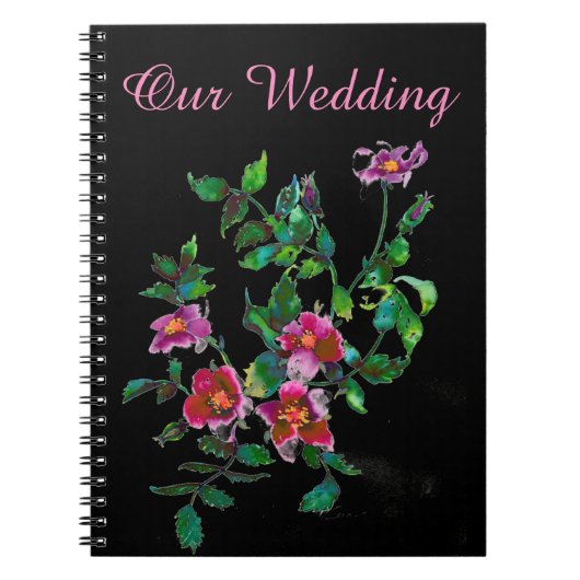  roze magenta waterverf rozen notitieboek (Voorkant)