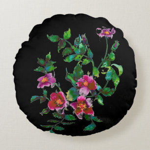  roze magenta waterverf rozen rond kussen