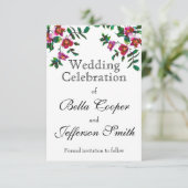  roze magenta waterverf rozen save the date (Staand voorkant)