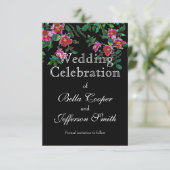  roze magenta waterverf rozen save the date (Staand voorkant)