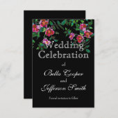  roze magenta waterverf rozen save the date (Voorkant / Achterkant)