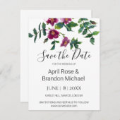  roze magenta waterverf rozen save the date (Voorkant / Achterkant)