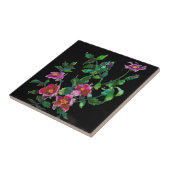  roze magenta waterverf rozen tegeltje (Zijkant)