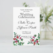 Roze magenta waterverf rozen uit het verleden kaart (Staand voorkant)