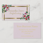  roze magenta waterverf rozen visitekaartje (Voorkant / Achterkant)