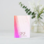 Roze Magenta Waterverf Verdien weergavehouder Visitekaartje (Staand voorkant)