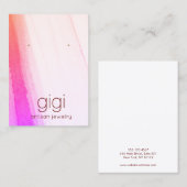 Roze Magenta Waterverf Verdien weergavehouder Visitekaartje (Voorkant / Achterkant)