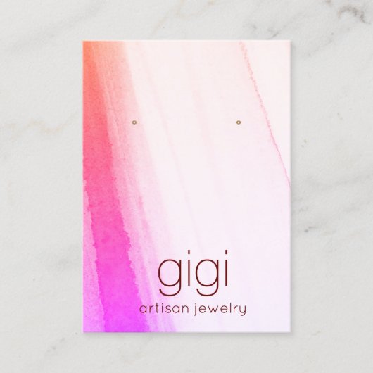 Roze Magenta Waterverf Verdien weergavehouder Visitekaartje (Voorkant)