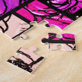 Roze magenta zwart Roos Glas in lood Legpuzzel (Zijkant)