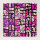 Roze magenta zwart Roos Glas in lood Legpuzzel (Horizontaal)