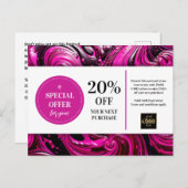 Roze Magenta Zwart Swirls Coupon Korting Briefkaar Briefkaart (Voorkant / Achterkant)