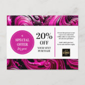 Roze Magenta Zwarte Wervelingen Coupon Korting Pos Briefkaart (Voorkant)