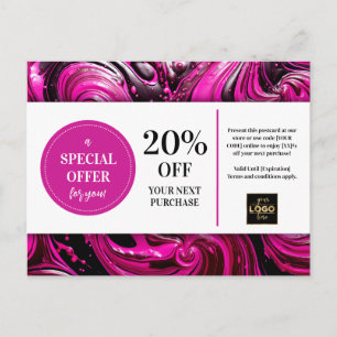 Roze Magenta Zwarte Wervelingen Coupon Korting Pos Briefkaart