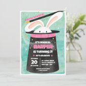 Roze Magic Birthday Party Kaart (Staand voorkant)