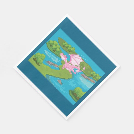 Roze Magic Dragon Fantasy Napkins Servet (Hoek)
